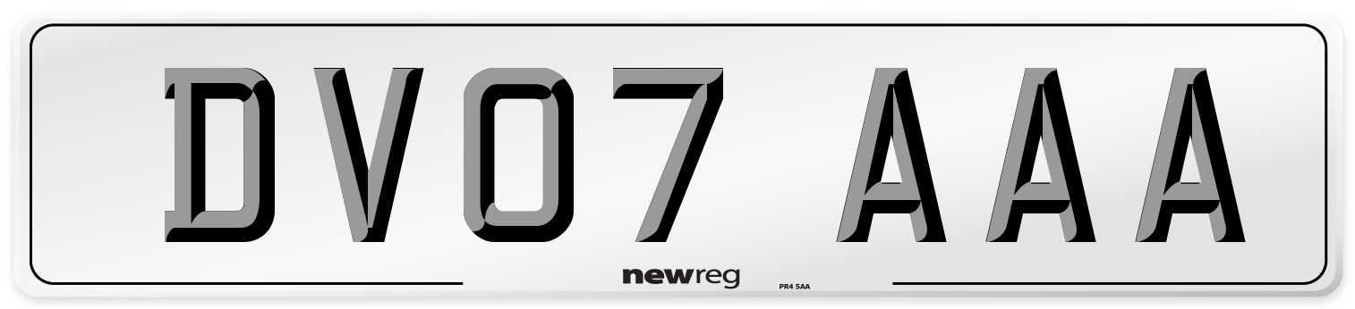 DV07 AAA Number Plate from New Reg